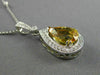ESTATE 4.48CT DIAMOND & AAA YELLOW SAPPHIRE 14K WHITE GOLD PEAR SHAPE NECKLACE
