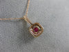ESTATE .49CT ROUND DIAMOND & AAA RUBY 14KT ROSE GOLD 3D SQUARE FLOATING PENDANT