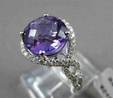 ESTATE 3.96CTW DIAMOND & AAA EXTRA FACET AMETHYST 14KT WHITE GOLD FILIGREE RING