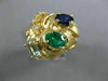 ANTIQUE LARGE 3.08CT DIAMOND & AAA MULTI GEM 14KT YELLOW GOLD 3D RING #17769