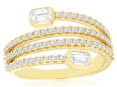 WIDE 1.0CT DIAMOND 14KT YELLOW GOLD ROUND EMERALD CUT MULTI ROW ANNIVERSARY RING