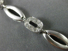 ANTIQUE 1CT ROUND DIAMOND 14K WHITE GOLD CLASSIC OVAL SATIN LINK BRACELET #11639