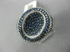 ESTATE WIDE 2.56CT DIAMOND & AAA SAPPHIRE 14K WHITE GOLD 3D OVAL MICRO PAVE RING