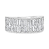 WIDE 1.95CT DIAMOND 14KT WHITE GOLD 3D ROUND & BAGUETTE WEDDING ANNIVERSARY RING