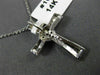 ANTIQUE .10CT DIAMOND 14KT WHITE GOLD 3D CLASSIC PAVE HEART CROSS PENDANT #16637