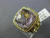 ESTATE LARGE 10.93CT DIAMOND & AAA AMETHYST 14KT YELLOW GOLD ROPE FILIGREE RING