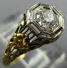 ANTIQUE .40CT OLD MINE DIAMOND 14KT 2 TONE GOLD FLORAL ART DECO ENGAGEMENT RING