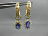 ESTATE 1.20CT DIAMOND & AAA TANZANITE 14KT YELLOW GOLD CLUSTER HANGING EARRINGS