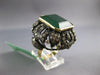 ANTIQUE LARGE 12CT MOCHA DIAMOND & AAA EMERALD 18K YELLOW GOLD & 925 SILVER RING