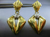 ANTIQUE LARGE .15CT DIAMOND 18KT 2 TONE GOLD TRIANGULAR HANGING EARRINGS #20582