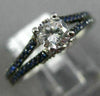 ESTATE .73CT DIAMOND & AAA SAPPHIRE 14KT WHITE GOLD 3D FILIGREE ENGAGEMENT RING