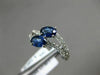 ESTATE 1.31CT DIAMOND & AAA SAPPHIRE 14KT WHITE GOLD TWO STONE DOUBLE WAVE RING