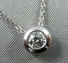 ESTATE .25CT ROUND DIAMOND BEZEL SOLITARE 14K WHITE GOLD PENDANT W/ CHAIN #19149