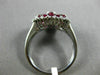 ESTATE LARGE 1.80CT DIAMOND & AAA RUBY 18KT WHITE GOLD 3D HALO FLOWER LOVE RING