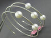 ESTATE WIDE AAA SOUTH SEA PEARL 14KT WHITE GOLD 3 ROW FLEXIBLE BANGLE BRACELET
