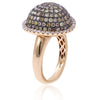 LARGE 2.65CT MULTI COLOR DIAMOND 18KT ROSE GOLD 3D CIRCULAR DOME SHAPE FUN RING