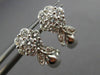 ANTIQUE 1.23CT DIAMOND 14KT WHITE GOLD 3D CLASSIC FLOWER LEAF EARRINGS #15877
