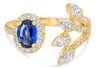 LARGE 1.58CT DIAMOND & AAA SAPPHIRE 14KT YELLOW GOLD MULTI SHAPE MULTI LEAF RING