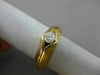 ESTATE .23CT DIAMOND 14KT YELLOW GOLD 3D MATTE & SHINY SOLITAIRE GYPSY MENS RING
