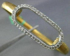 ESTATE LARGE .74CT DIAMOND 18K WHITE & YELLOW GOLD MATTE & SHINY BANGLE BRACELET