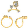 .74CT DIAMOND 14KT YELLOW GOLD ROUND & BAGUETTE CLUSTER SQUARE TENSION FUN RING