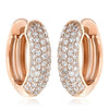 ESTATE WIDE .89CT DIAMOND 18KT ROSE GOLD MULTI ROW CLASSIC PAVE HUGGIE EARRINGS