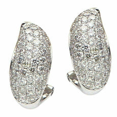 ESTATE WIDE .77CT DIAMOND 18KT WHITE GOLD CLASSIC WAVE CLASSIC CLIP ON EARRINGS