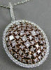 ESTATE LARGE 1.89CT WHITE & PINK DIAMOND 18K 2 TONE GOLD 3D CLUSTER OVAL PENDANT