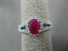ESTATE 1.55CT DIAMOND & RUBY 14KT WHITE GOLD OVAL HALO FILIGREE ENGAGEMENT RING