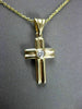 ESTATE .15CT DIAMOND 14KT TWO TONE GOLD SOLITAIRE FLOATING CROSS PENDANT #11344