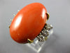 EXTRA LARGE .55CT DIAMOND & AAA CORAL 18KT 2 TONE GOLD CLASSIC OVAL & ROUND RING