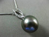 ESTATE .11CT DIAMOND 14K WHITE GOLD 3D TAHITIAN PEARL OPEN LEAF FLOATING PENDANT