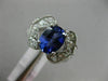 ESTATE LARGE 3.58CT DIAMOND & AAA OVAL TANZANITE 14KT WHITE GOLD ENGAGEMENT RING