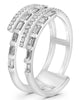 WIDE .43CT DIAMOND 14K WHITE GOLD 3D ROUND & BAGUETTE MULTI ROW CRISS CROSS RING