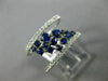 ESTATE WIDE .98CT DIAMOND & AAA SAPPHIRE 14K WHITE GOLD CLUSTER ANNIVERSARY RING