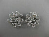 ANTIQUE LARGE 1.36CT DIAMOND 14KT WHITE GOLD 3D FLOWER EARRINGS STUNNING! #19466
