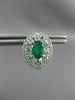 ESTATE 1.32CT DIAMOND & AAA EMERALD 14KT WHITE GOLD OVAL FLOWER HUGGIE EARRINGS