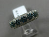 ESTATE WIDE 1.72CT WHITE BLUE DIAMOND 14K WHITE GOLD 3D FLOWER PAVE WEDDING RING