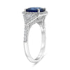 LARGE 3.21CT DIAMOND & AAA SAPPHIRE PLATINUM 3D CUSHION 3 STONE ENGAGEMENT RING