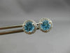 ESTATE 1.17CT DIAMOND & AAA BLUE TOPAZ 14KT WHITE GOLD ROUND HALO STUD EARRINGS