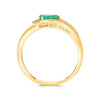 .55CT DIAMOND & AAA EMERALD 14KT YELLOW GOLD PEAR SHAPE & ROUND ETOILE FUN RING