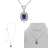 LARGE 1.71CT DIAMOND & AAA SAPPHIRE 18KT WHITE GOLD CUSHION HALO LOVE NECKLACE