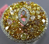 ESTATE LARGE GIA 4.22CT MULTI COLOR FANCY DIAMOND 18K 2 TONE GOLD CLUSTER RING