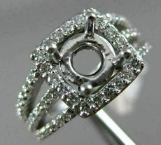 ESTATE .80CT DIAMOND 14K WHITE GOLD HALO SQUARE SEMI MOUNT ENGAGEMENT RING #2625