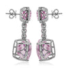 LARGE 50.65CT DIAMOND & AAA PINK SAPPHIRE & KUNZITE 18KT WHITE GOLD FUN EARRINGS