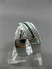 ESTATE LARGE .60CT WHITE & BLUE DIAMOND 14K WHITE GOLD CRISS CROSS LOVE FUN RING