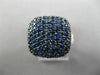 ESTATE LARGE 2.82CT DIAMOND & AAA SAPPHIRE 18KT WHITE GOLD 3D SQUARE PAVE RING