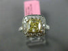 ESTATE LARGE GIA 2.11CT DIAMOND 18K TWO TONE GOLD 3D CUSHION CUT ENGAGEMENT RING