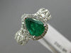 ESTATE 1.95CT DIAMOND EMERALD 14KT WHITE GOLD INFINITY HALO PEAR ENGAGEMENT RING