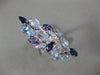 ESTATE EXTRA LARGE 6.66CT DIAMOND & MULTI GEM 14KT WHITE GOLD 3D LEAF FUN RING